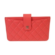 CHANEL 菱格羊皮皮革Clutch Bag銀扣手拿包粉紅色