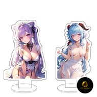 Keychain, Standee Model Game Genshin Impact Keqing Ganyu Lisa Eula Study and Work Desk Decoration