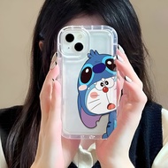 Photo frame airbag case for iphone 14promax 11 13 12 7Plus X XS Max funny stitch Doraemon cover