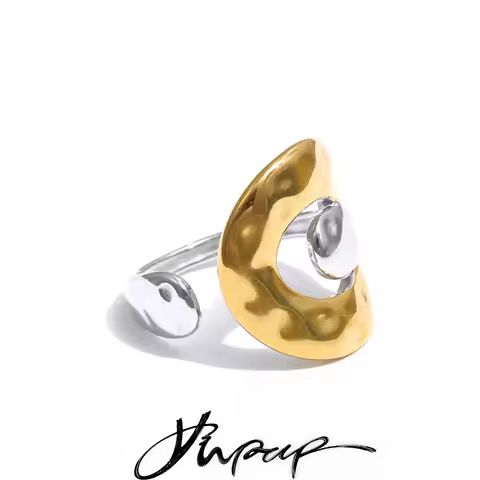 Yhpup Arrivals Stainless Steel Metal Geometric Adjustable Ring Distinctive Popular Finger Minimalist