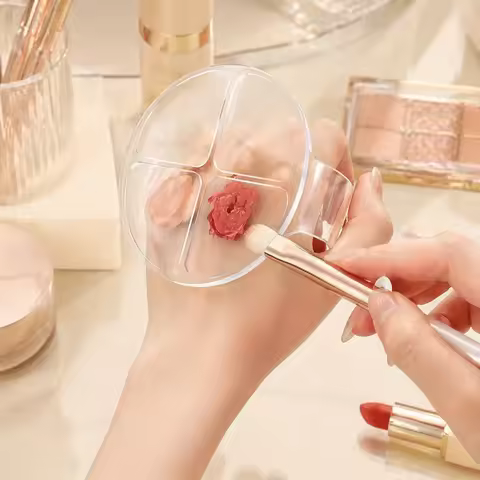 1Pc Acrylic Color Palette, Holding Round Four Grid Color Palette, Making Up Liquid Foundation, Makin