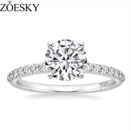ZOESKY 925 Sterling Silver 1.25 CT Round Solitaire Cubic Zirconia Engagement Ring Halo Promise Ring 