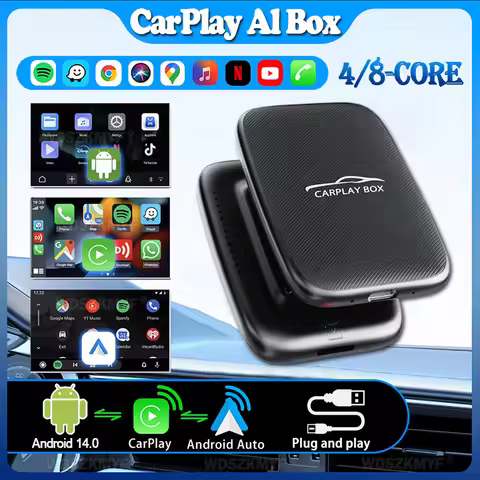 Android14 Carplay Ai Box Smart Wireless CarPlay Android Auto Adapter 4/8-Core For Netflix For YouTub