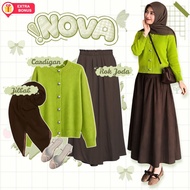 One set 3in1 Avocado Cardigan Joda Skirt Square Hijab | Outfit oneset classic coquette suit casual s