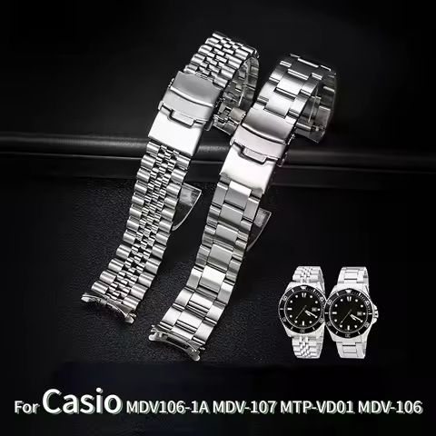 For Casio MDV106-1A MDV-107 MTP-VD01 MDV-106D Strap Stainless Steel Wristband Metal Bracelet 20mm 22