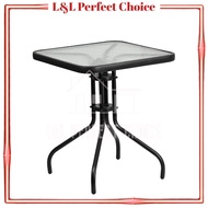 LL PERFECT Indoor Outdoor Table / Balcony Luxury Round Tempered Glass Table/ Meja Kaca Balcony
