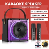 Peterhot A99 Bluetooth Karaoke Speaker 3600mAH Flashing LED Lights With 2 Wireless Microphone Phone 