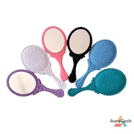 [AuraGesh] 1PC Handle Cosmetic Compact Mirror For Women Vintage Carved Handheld Vanity Mirror SPA Sa