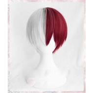 Hero Academia Boku no Hiro Akademia Shoto Todoroki Shouto White And Red Cosplay Wig With Keychain Wi