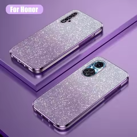 Nova 9 Luxury Gradient Glitter Plating Case For Huawei Honor 50 Se Pro Women Silicone Back Cover Hon