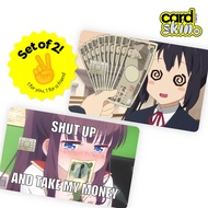 (2pc) K-On Hifumi Anime EZ-link Credit Card Sticker - Bank ATM Ezlink Sticker Meme