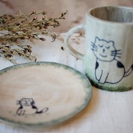 手作馬克杯盤組 貓咪傳情 陶杯茶盤組 午茶杯盤組 午茶系列