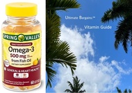 Spring Health Spring Valley Omega-3 Fish Oil 500mg 60 softgels + Your Vitamin Guide