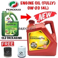 Perodua engine oil 0w20 0w-20 Fully Synthetic (4L) + Perodua Oil Filter bezza / axia / myvi / alza /aruz /myvi lagi best