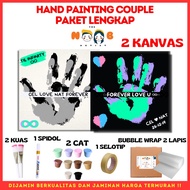 Hand Painting Kit Canvas By The Noob Artist | Couple Hand Stamp Canvas | Canvas 20x20 cm | Couple Hand Painted Canvas