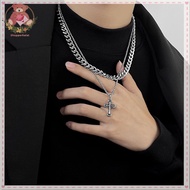 【SH】Double Layered Cross Necklace Men Personalized Fashion Versatile Simple Niche SH