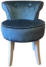 Vanity Stool Dressing Shabby Chic Padded Vanity Stool/Fan Back Dressing with Wooden Legs,Comfortable