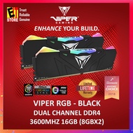 PATRIOT VIPER RGB GAMING RAM DDR4 16GB (2 x 8GB) 3600MHz Kit w/Black HEATSHIELD (PVR416G360C7K)