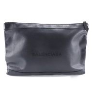 【日本直送】BALENCIAGA 巴黎世家 Navy Clip M 晚宴包 373834 羊皮 黑色 中性【二手】