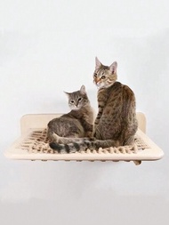 1入組編織貓咪吊床,麻繩吊床床墊,掛牆實木貓咪攀爬架,適用於玩耍,攀爬和睡眠,尺寸37.5*28*6cm,最大承重量12kg（26磅）