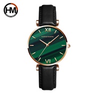 Peacock Green Dial Surface Women's Lolarose Japanese Quartz Watch Stone First Layer Cow Leather Watch Strap Waterproof Watch EYUE