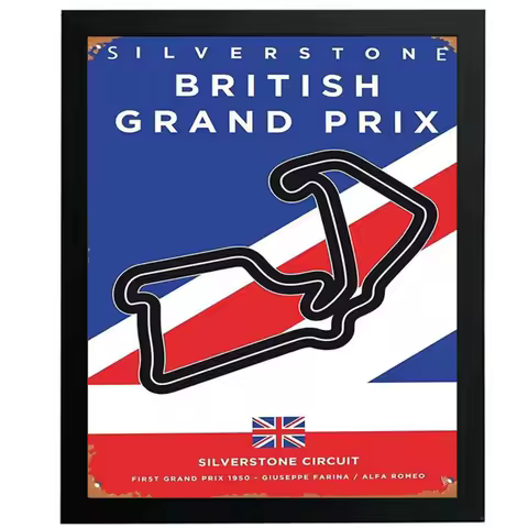 1950 F1 Silverstone Race Track Minimal Poster British Grand Prix Circuit First Grand Prix 1950 – Giu