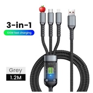 100W 240w Type C Cable 3in1 Super Fast Charging Data Cable Type C Cable Fast Charging Cable Type C
