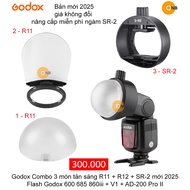 Light Diffuser Combo 3 Godox AK-R11 + R12Piece + SR-2 Mount with Godox 860 + V1 Flash