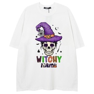 Cotton Men T Shirt Halloween Short Sleeve All Saints' Day Tees Baggy Size Hip Hop Tshirt Couple T-sh
