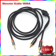Cáp 3.5mm Ra 2 Đầu RCA Monster iCable 1000A dùng cho điện thoại và máy tính - Dây loa Monster iCable