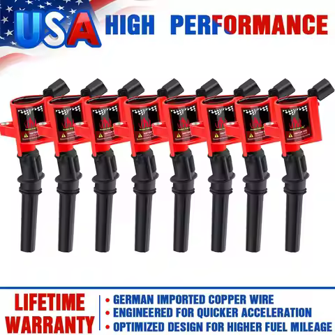 Pack of 8 Red Ignition Coil For Ford F150 Expedition 2000 2001 2002 2003 2004 4.6L/5.4L High Perform