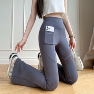 Flare Yoga Pants Thin Shark Pants with Pockets Slim-fit Hip-lifting Belly-lifting Breathable Gauze F