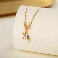 Lanme Jewelry Titanium Unicorn Baby Necklace Anti-Rust Girls' Necklace Pony Children's Jewelry Unico