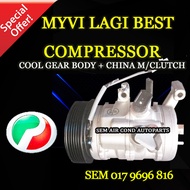 PERODUA MYVI LAGI BEST COOL GEAR COMPRESSOR BODY + CHINA MAGNET CLUTCH (CAR AIRCOND SYSTEM)