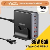 Essager 85W GaN USB Charger6in1 Desktop Fast Charge USB Type C Charger For iPhone17 16 15Pro Xiaomi 