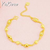 Yukiouo Jewelry New Arrival 18k Gold Pawnable Saudi Gold Original Bracelet for Women Aesthetic Design Sense Couple Transfer Bead Blessing Bracelet Bring You Lucky Non Tarnish &amp; Non Rust Jewelry Gold Pawnable Sale