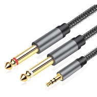 RUNDTY Dual Channel 3.5mm To 2 6.35mm Audio Cable Y Splitter 2 in 1 3.5mm Jack To 6.5mm Jack Cable M