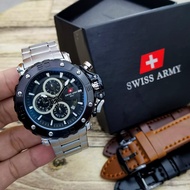 MUTU ORIGINAL / Jam Tangan Pria SWISS ARMY CRONO AKTIF Bonus Tali Kulit dan Box Limited Terlaris dan