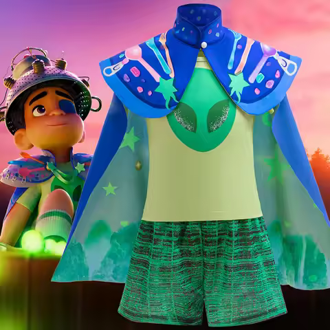 Disney Kid Costume Boy Disguise Elio Alien Adventure Cosplay Children's Costume Kawaii Green Suit+Cl