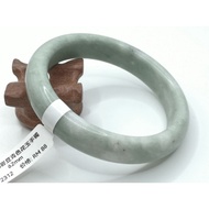 B2312 - Natural Serpentine Jade Bangle 62mm 天然岫岩豆青色花玉手镯 62mm