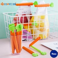 HS 5Pcs Cute Carrot Shape Sealing Clip With Storage Box/ Snack Food Bags Fresh-Keeping Clamp Kitchen