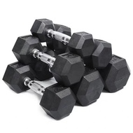 KL Dumbbell Heksagon Rubber Coated Hexagon Dumbbell 1 Pair (5KG)