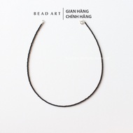 Vòng Cổ 2MM Đá Spinel Màu Đen Tròn Trơn Bạc 925 Dây Chuyền Phong Thuỷ Thuỷ Mộc - Bead Art