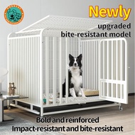 Mobile Upgraded Six-sided Square Tube Dog Cage Large  With Tray Pet Cage Indoor Dog House 狗笼