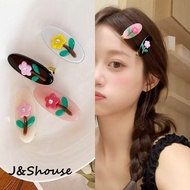 KF962 Korean sweet acetate rhinestone flower ellipse bangs alligator clips hairpin women accessories