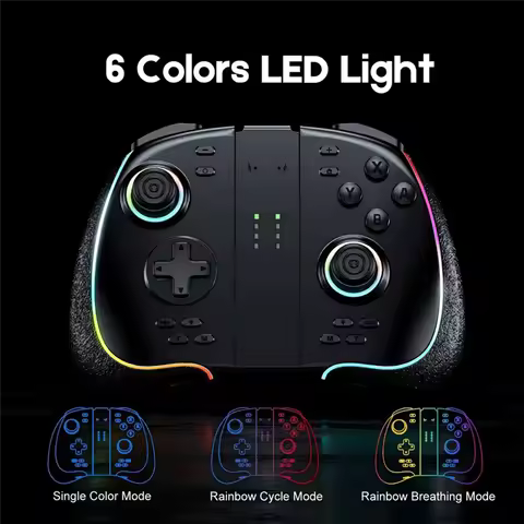 B18B Programmable RGB Light Wireless Joy-Pad Game Controller For Switch/OLED/Lite 6-Axis Gyro Turbo 