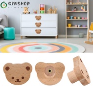 QINSHOP Cupboard Knob, Single Hole Design Bear Shape Drawer Knob, Creative with Screw Wooden Cabinet Knob Furniture Accessories
