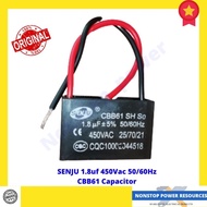 SENJU 1.8uf 450Vac 50/60Hz CBB61 Capacitor Fan Kapacitor Kipas Angin Siling / Mesin Basuh