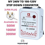 🇲🇾100v-120v 500W 1000W 3000W Step Down Voltage Converter Transformer Converts