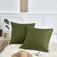 TSUTOMI Soft Waffle Weave Euro Shams Pillow Covers 26" x 26" 2 Pack, No Insert, Breathable Skin-Frie